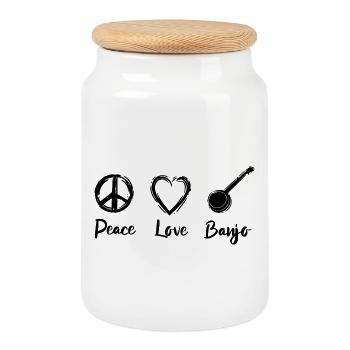 Banjo Love - Cookie Jar with Wooden Lid - white - Front