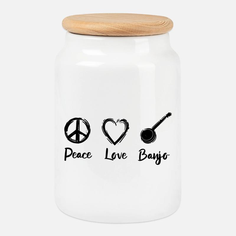 Banjo Liebe - Keksdose mit Holzdeckel - Weiß