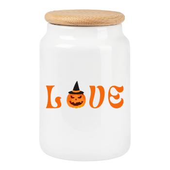 Liebe Halloween - Keksdose mit Holzdeckel - Weiß - Vorne
