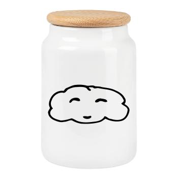 Nuage - Boîte à biscuits avec couvercle en bois - blanc - Devant