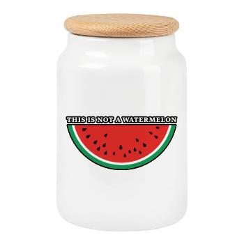 This Is Not A Watermelon - Cookie Jar with Wooden Lid - white - Front