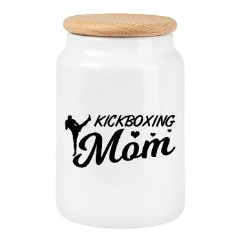 Kickboxer Mom - Cookie Jar with Wooden Lid - white - Front