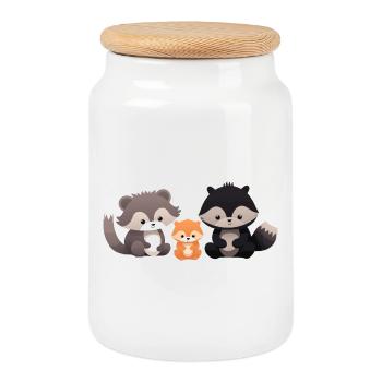 Cute forest animals illustration for kids - Cookie Jar with Wooden Lid - white - Front