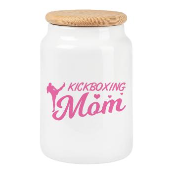 Kickboxing Mom - Keksdose mit Holzdeckel - Weiß - Vorne