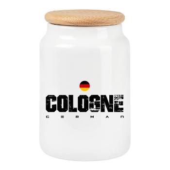 Drapeau allemand Crête Cercle - Boîte à biscuits avec couvercle en bois - blanc - Devant