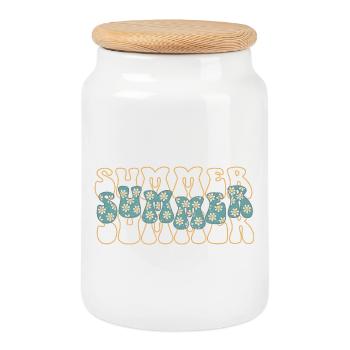 Summer - Cookie Jar with Wooden Lid - white - Front