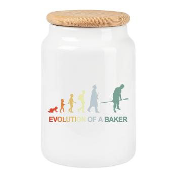 Vintage Baker Evolution - Cookie Jar with Wooden Lid - white - Front