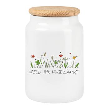wiesenblume wild und ungezähmt wildblume blume - Keksdose mit Holzdeckel - Weiß - Vorne