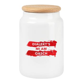 dialekts mi am oasch mundartsprüche österreich - Keksdose mit Holzdeckel - Weiß - Vorne