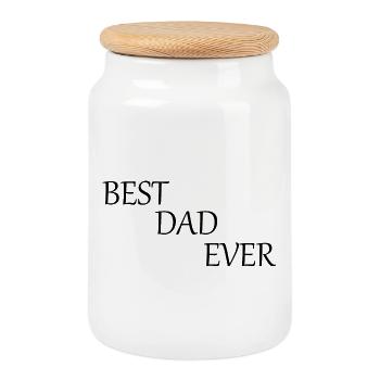 Father's Day 2026 Gift Dad Dad Best Dad Ever - Cookie Jar with Wooden Lid - white - Front