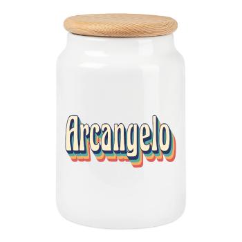 Vintage Retro Erzengel T-Shirt Geschenk T-Shirt - Keksdose mit Holzdeckel - Weiß - Vorne