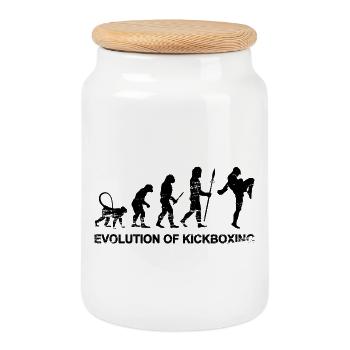 Evolution of kickboxing - Cookie Jar with Wooden Lid - white - Front