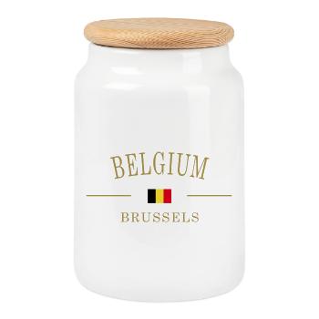 Belgium flag Belgian flag - Cookie Jar with Wooden Lid - white - Front
