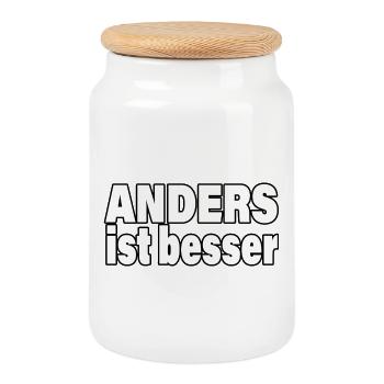 DIFFÉRENT, C’EST MIEUX - Boîte à biscuits avec couvercle en bois - blanc - Devant