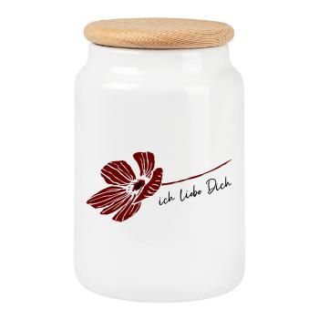 I love you - Cookie Jar with Wooden Lid - white - Front
