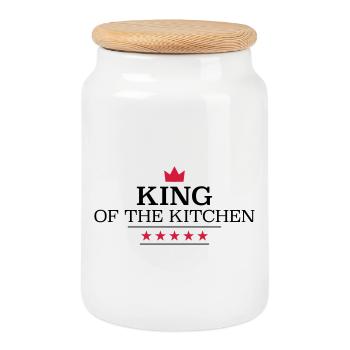 Fun gifts for men who love to cook - Cookie Jar with Wooden Lid - white - Front