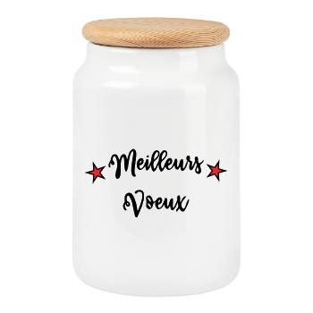 BONNE ANNEE. SAINT SYLVESTRE. NOUVELLE ANNÉE - Boîte à biscuits avec couvercle en bois - blanc - Devant