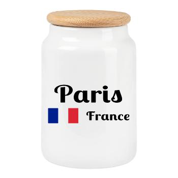 Paris, France- Imprimés élégants - Boîte à biscuits avec couvercle en bois - blanc - Devant