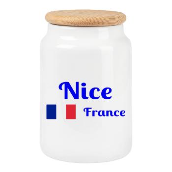 Nizza Frankreich - Stilvolle Drucke - Keksdose mit Holzdeckel - Weiß - Vorne