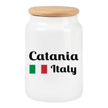 Catania Italien - Stylische Prints - Keksdose mit Holzdeckel - Weiß - Vorne