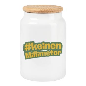 Aucun, pas un millimètre à droite vert - Boîte à biscuits avec couvercle en bois - blanc - Devant