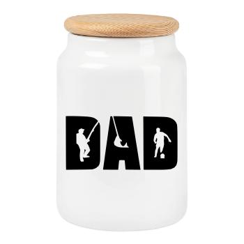 DAD - Cookie Jar with Wooden Lid - white - Front
