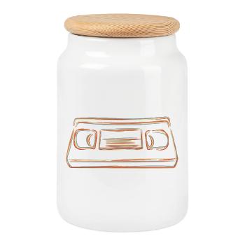 Cassette VHS - Boîte à biscuits avec couvercle en bois - blanc - Devant