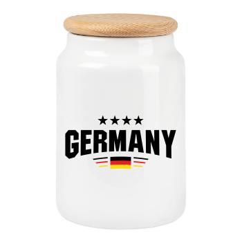 Courbe du ventilateur en Allemagne - Boîte à biscuits avec couvercle en bois - blanc - Devant