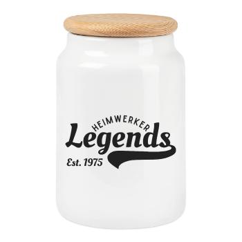 Heimwerker-Legende seit 1975 - Keksdose mit Holzdeckel - Weiß - Vorne