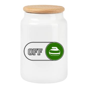 Mode curling - pour un fan de ce sport d’hiver - Boîte à biscuits avec couvercle en bois - blanc - Devant