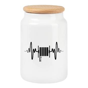 Fire Hose Heart Line - Cookie Jar with Wooden Lid - white - Front