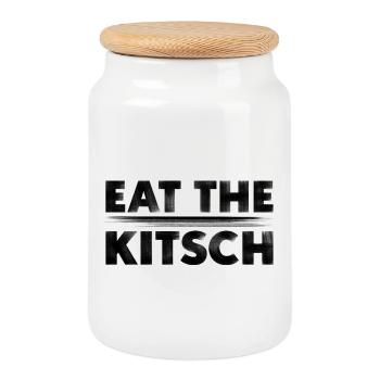 MANGEZ LE KITSCH - Boîte à biscuits avec couvercle en bois - blanc - Devant
