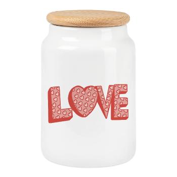Amour de style rétro - Boîte à biscuits avec couvercle en bois - blanc - Devant