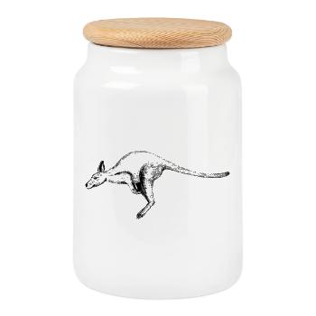 Kangaroo - Cookie Jar with Wooden Lid - white - Front