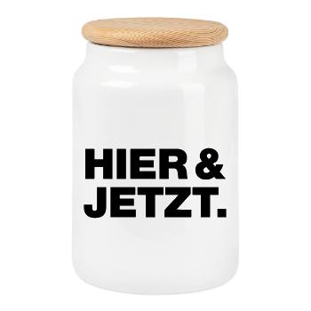 Here and now - Cookie Jar with Wooden Lid - white - Front