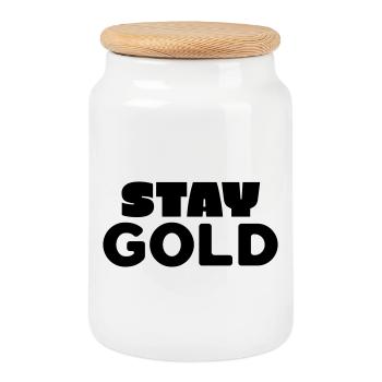 Stay Gold - Boîte à biscuits avec couvercle en bois - blanc - Devant