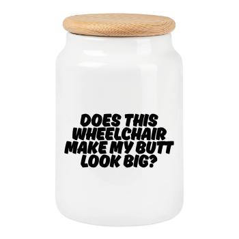 Ce fauteuil roulant me rend-il gros ? # - Boîte à biscuits avec couvercle en bois - blanc - Devant
