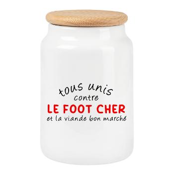Tous_unis_contre_le_foot_cher - Boîte à biscuits avec couvercle en bois - blanc - Devant