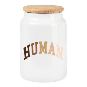 Human Human African - Cookie Jar with Wooden Lid - white - Front