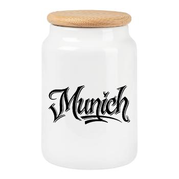 München - Keksdose mit Holzdeckel - Weiß - Vorne