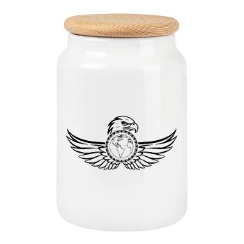The Weld protected by an eagle - Cookie Jar with Wooden Lid - white - Front
