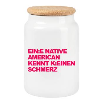 SATIRE WOKE : Un Indien ne connaît pas la douleur - Boîte à biscuits avec couvercle en bois - blanc - Devant