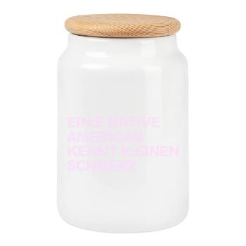 SATIRE WOKE : Un Indien ne connaît pas la douleur - Boîte à biscuits avec couvercle en bois - blanc - Devant