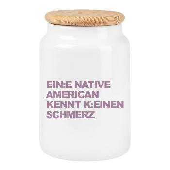 SATIRE WOKE : Un Indien ne connaît pas la douleur - Boîte à biscuits avec couvercle en bois - blanc - Devant
