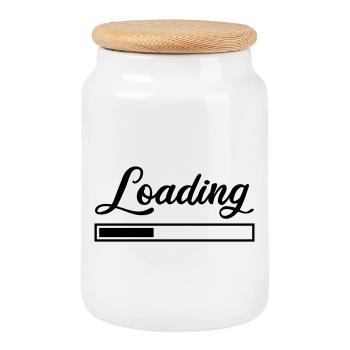 Loading - Cookie Jar with Wooden Lid - white - Front