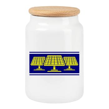 Solar photovoltaic panels - Cookie Jar with Wooden Lid - white - Front