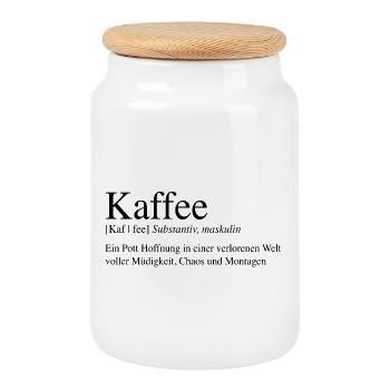 Café - Une marmite d’espoir... - Boîte à biscuits avec couvercle en bois - blanc - Devant