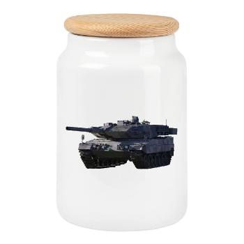Tank - Boîte à biscuits avec couvercle en bois - blanc - Devant
