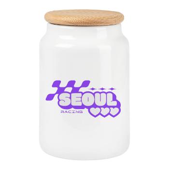 Seoul Racing Violet Rétro - Boîte à biscuits avec couvercle en bois - blanc - Devant