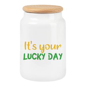 It ́s your lucky day - Cookie Jar with Wooden Lid - white - Front